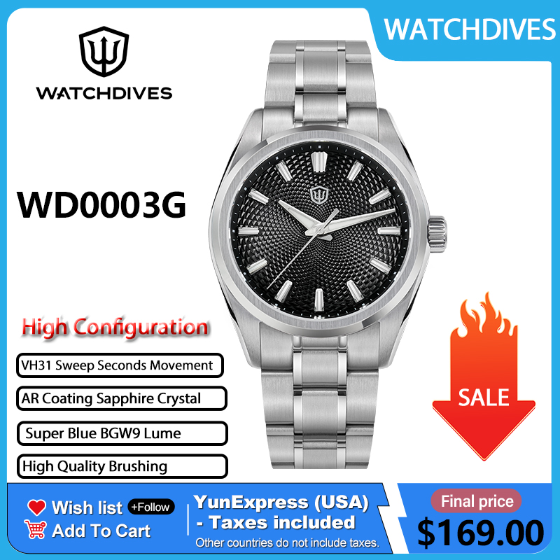 Guilloché Dial Watch - Watchdives WD0003G Guilloche Dial reloj para