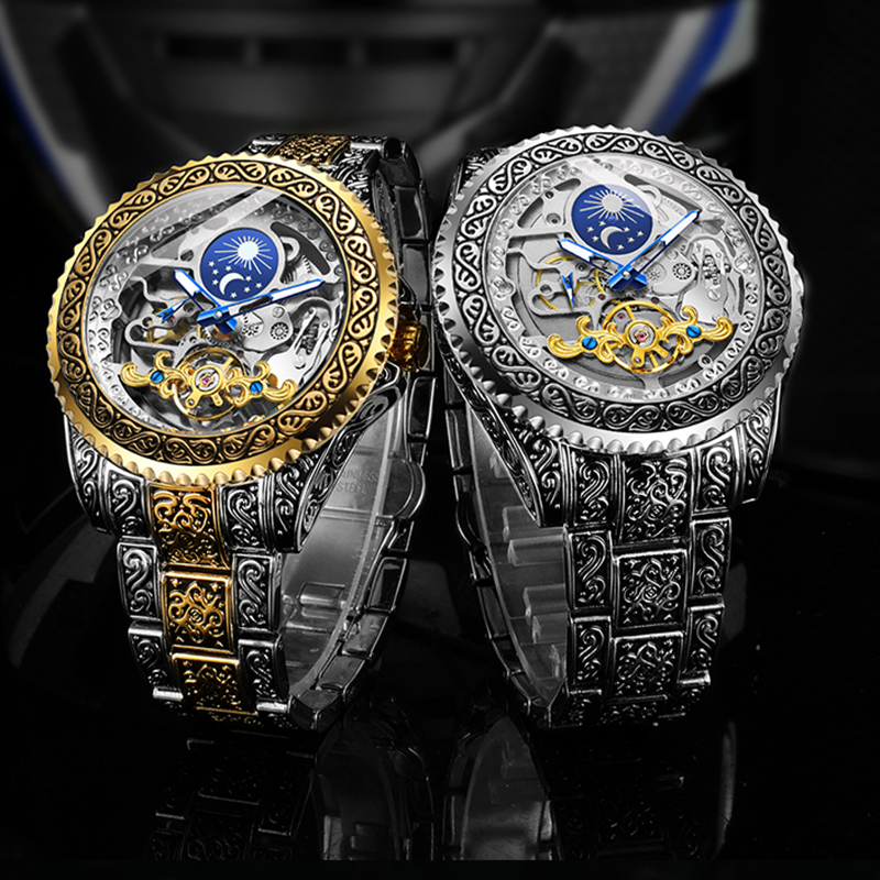Forsining-reloj de pulsera mec - Moonphase Complication Watch reseña y precio