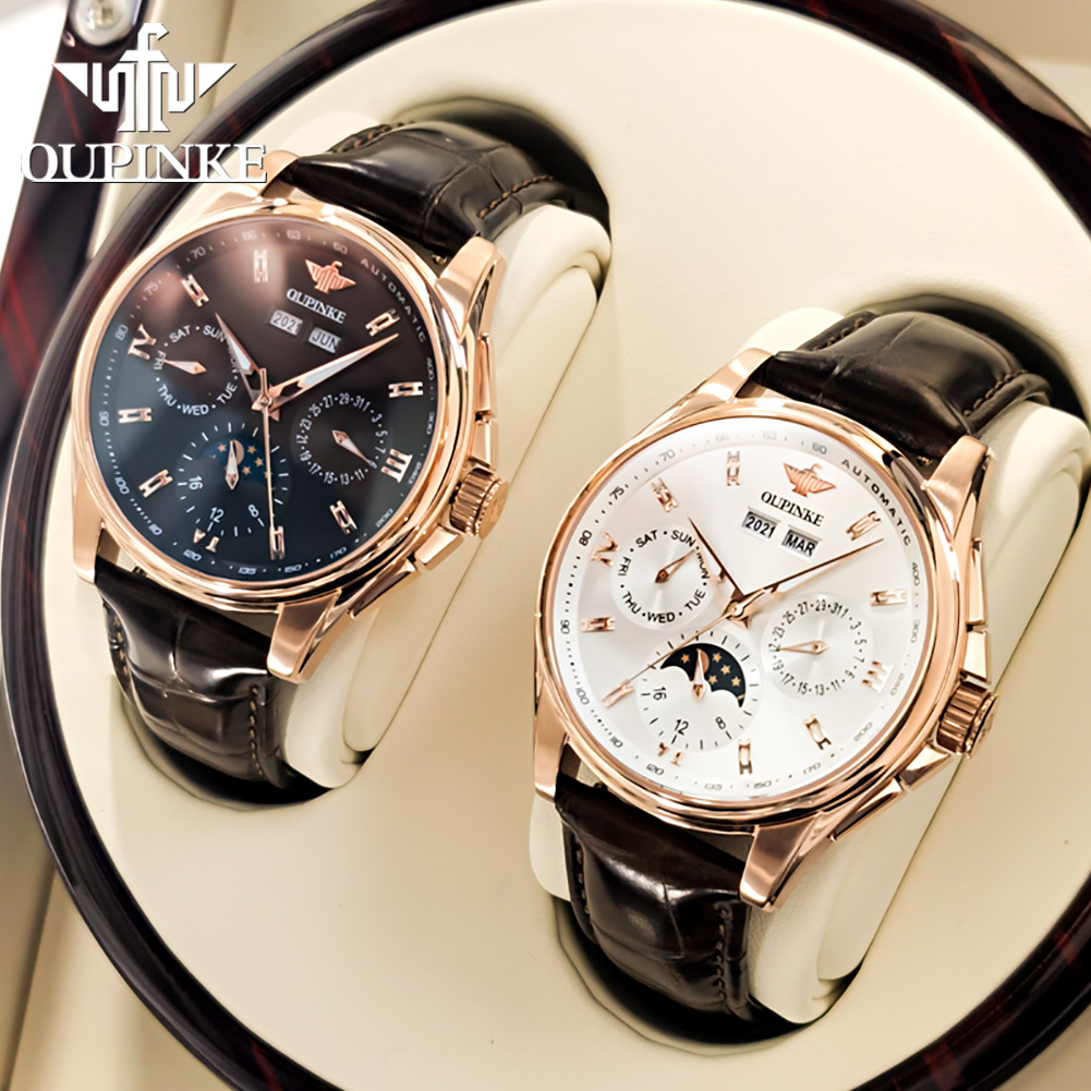 OUPINKE 3189 reloj mecánico co - Moonphase Complication Watch reseña y precio
